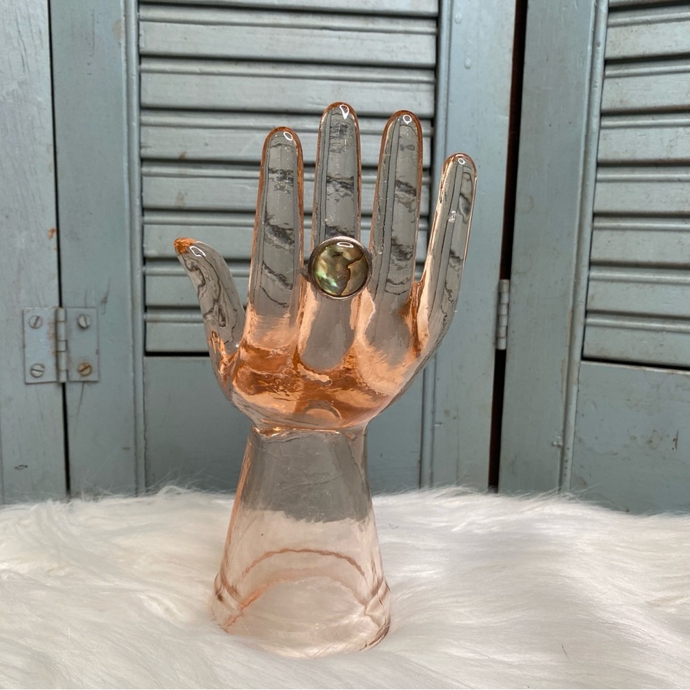 Vintage Silver & Abalone Weekender's Clothing Costume Cocktail Ring Size 8.5